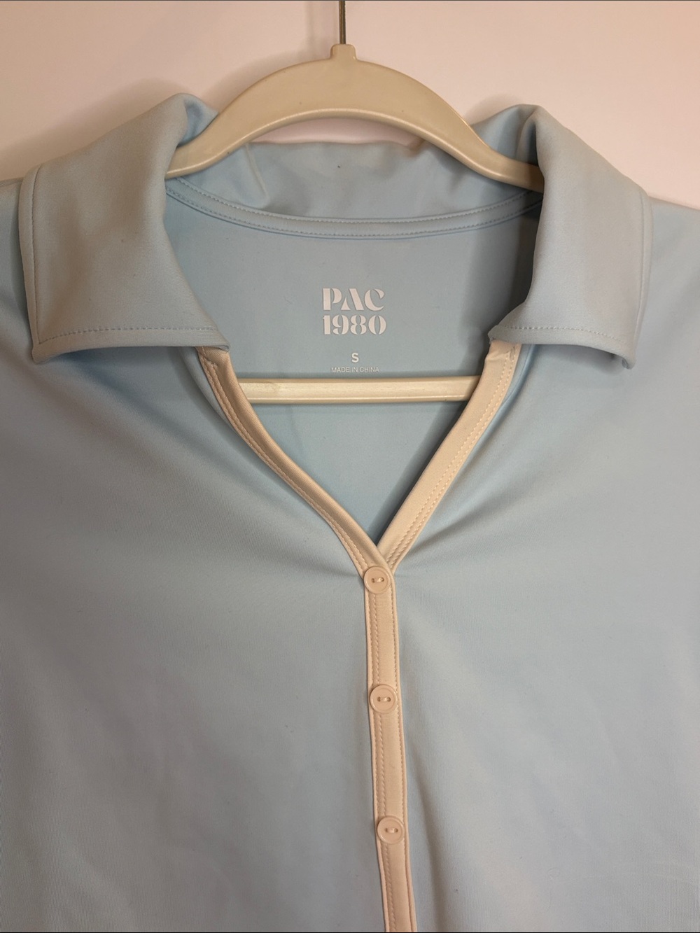NWT PacSun Light Blue Cropped Polo with Cream Trim - Picture 11 of 14